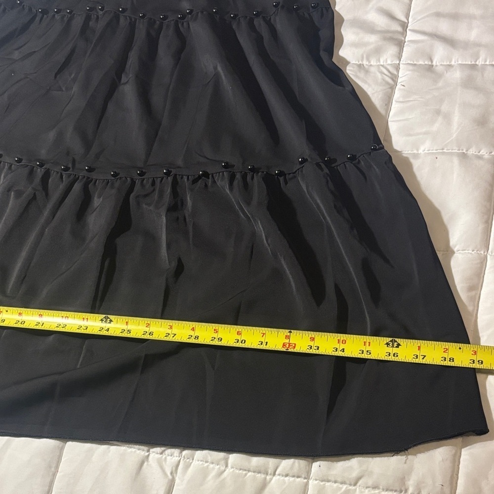 Black Midi Full Tiered Skirt with Elastic Waist - Picture 8 of 8